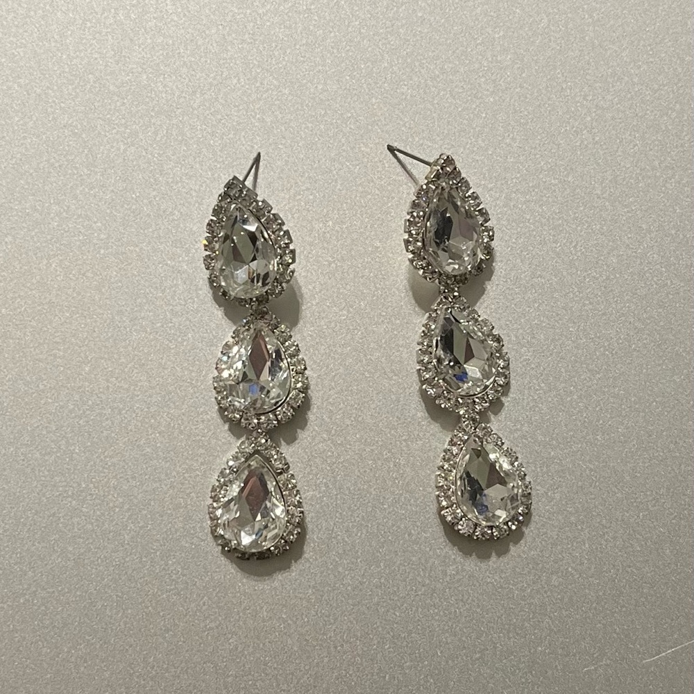 Pear Shaped Crystal Dangle Earrings